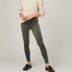 Spanx Women's Size Medium Green Dark Palm Velvet Leggings